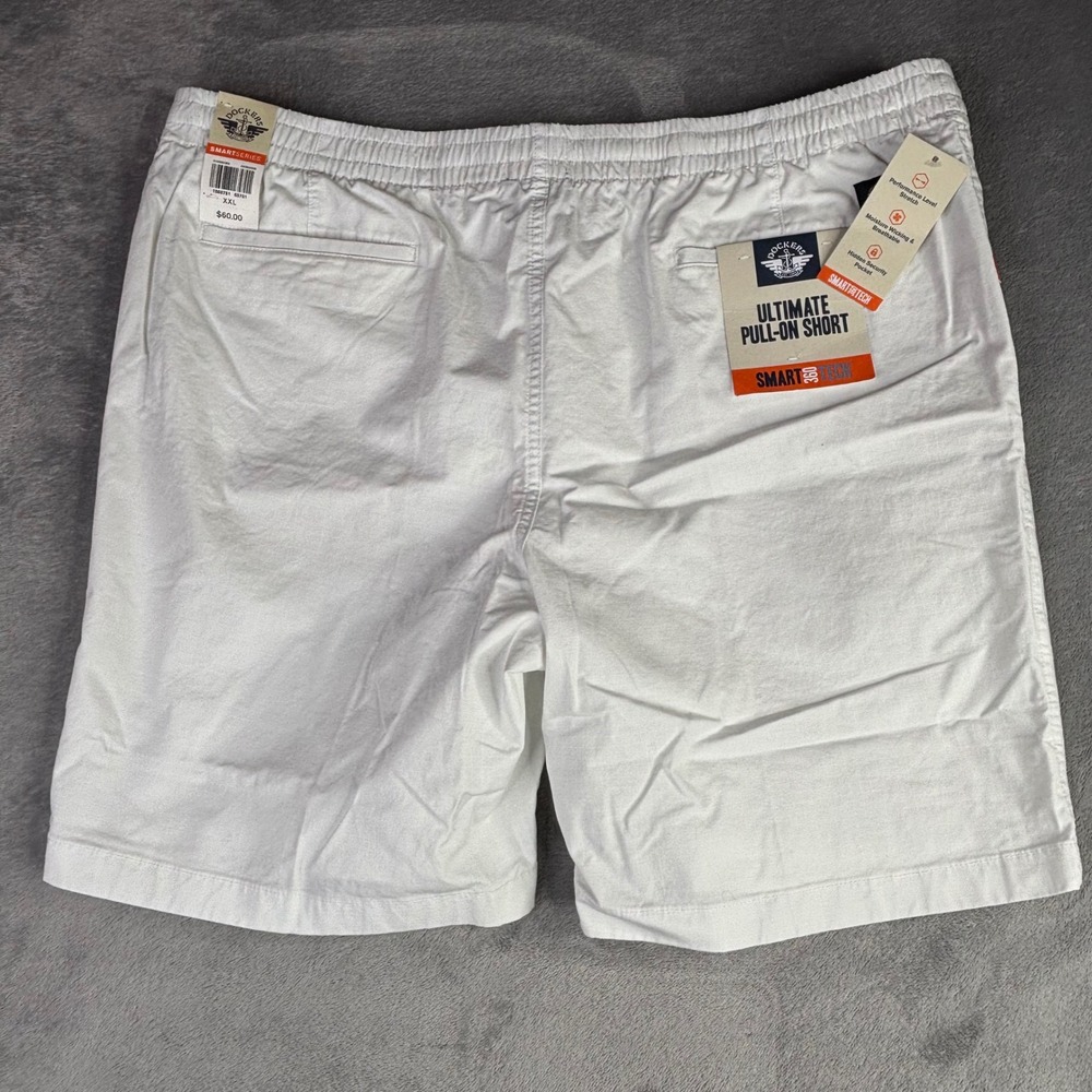 Dockers Ultimate Pull-On Shorts Men XXL White Smart 360 Tech Ripstop Stretch NWT